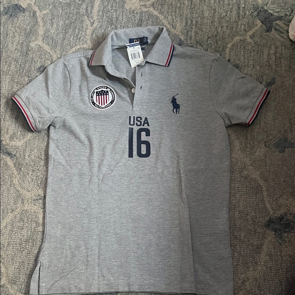 Polo by Ralph Lauren Gray Polo Shirt with Navy Accents